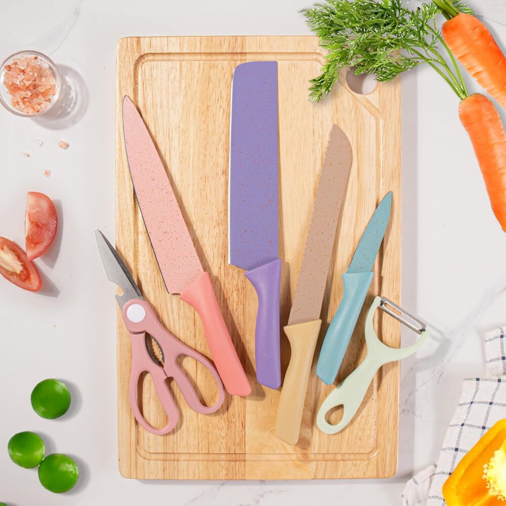 81yxA1PV3jL._AC_SL1500_ Colorful Kitchen Knife Set 6 PCS | Non-Stick Stainless Steel Knives