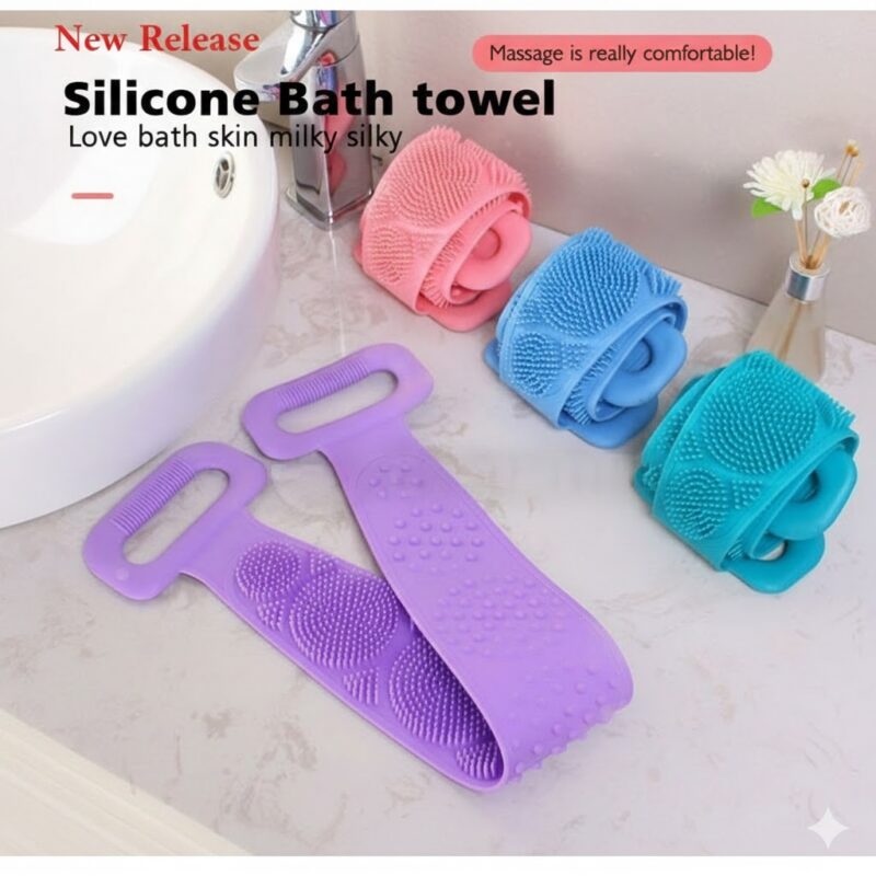Bath brush Towel 1Pcs Silicone Back Scrubber – Dual Handle