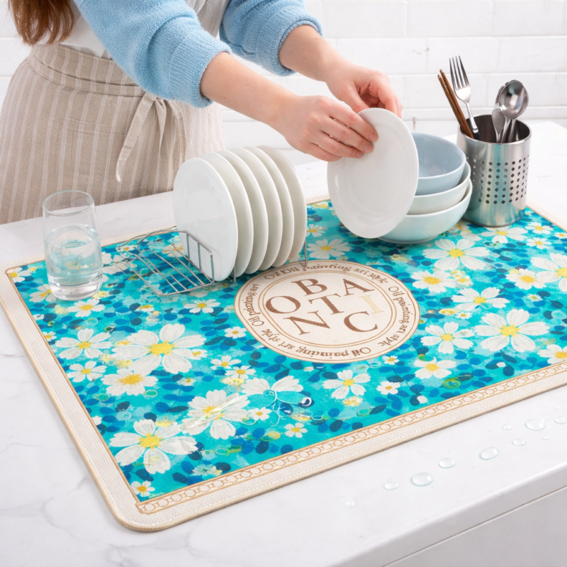 Super Absorbent Dish Drying Mat for Kitchen Counter