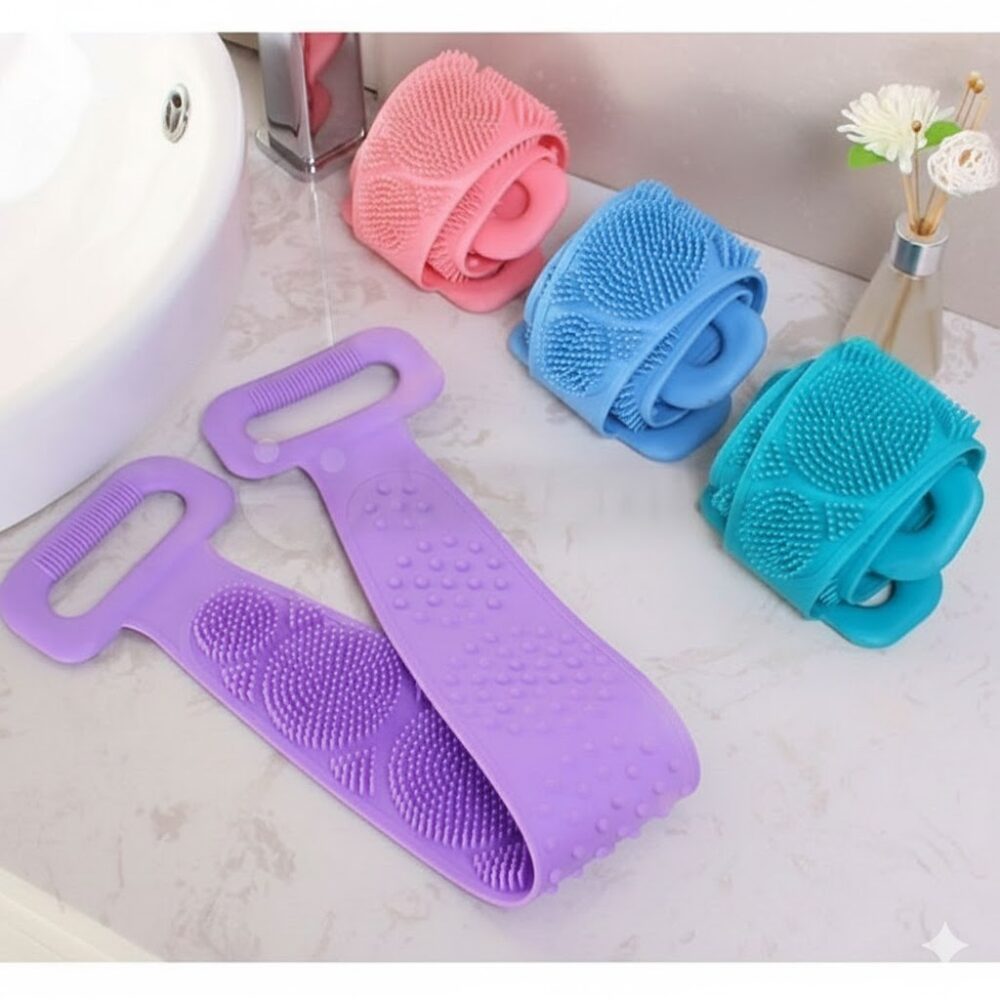 Silica gel Bath brush Towel 1Pcs Silicone Back Scrubber – Dual Handle