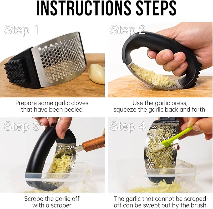 Stainless Steel Press Chopper Manual Garlic Press – Stainless Steel (1pc)