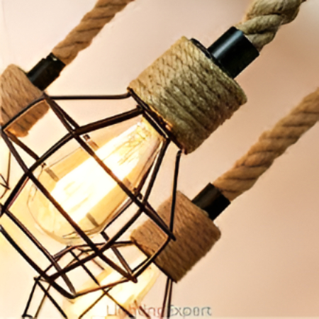 1Pcs Rope Wall Light Fixture – Vintage Industrial Cage Lamp