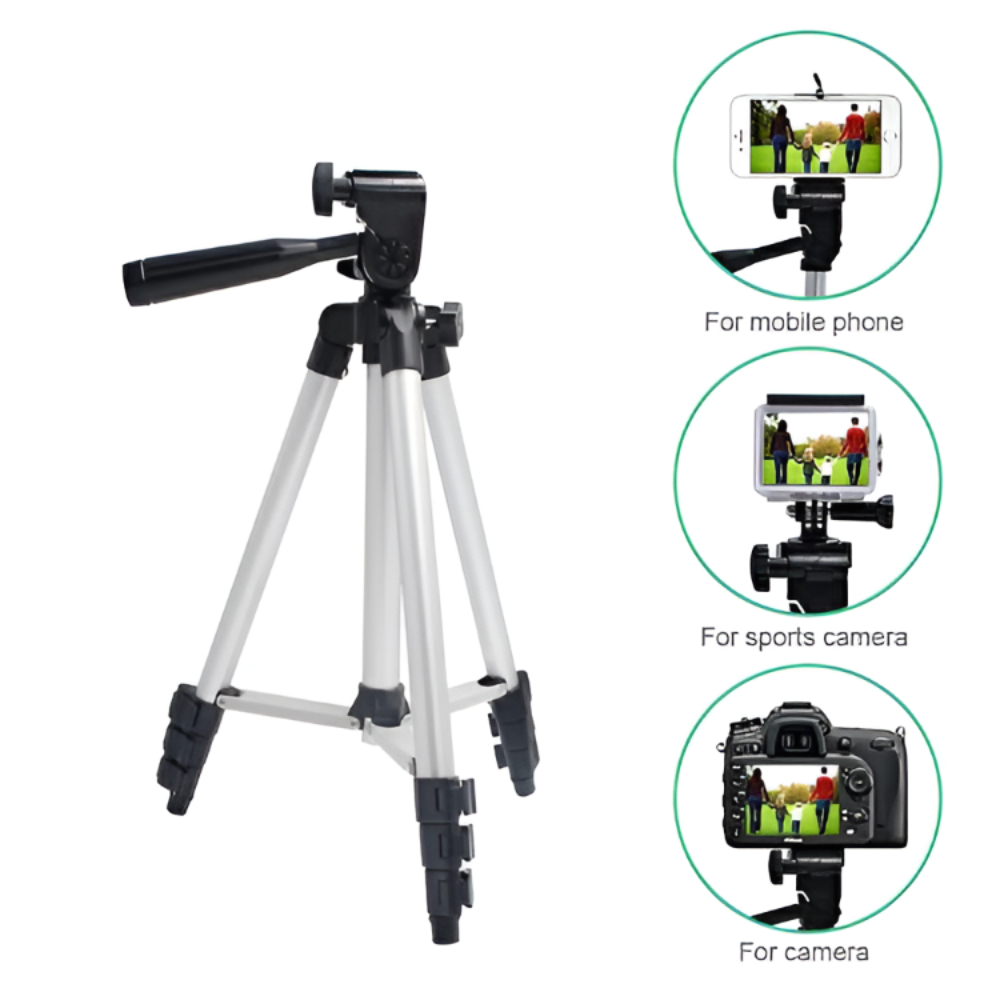 3110 tripod stand with adjustable height and universal mount.