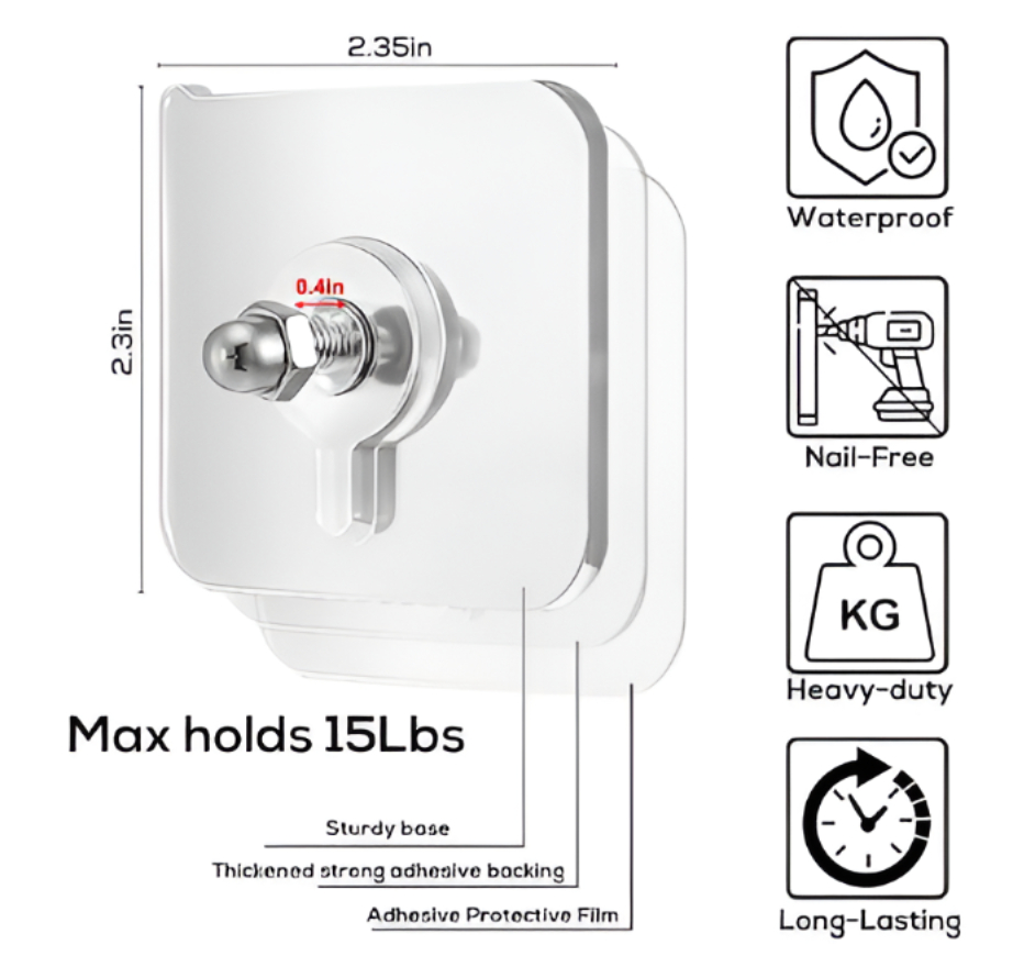 Web_Photo_Editor (96) Adhesive Wall Hook – Waterproof, Heavy-Duty (1pc)