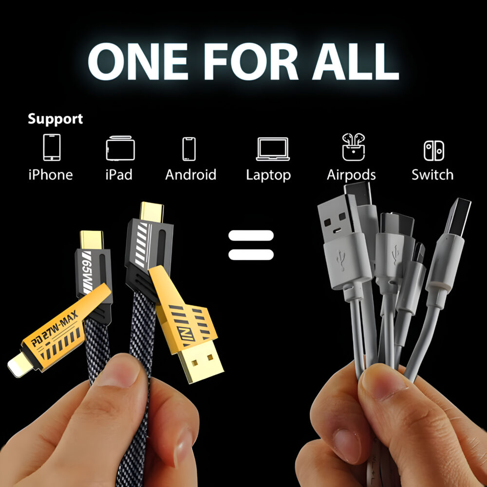 -in-1 Fast Charging Cable – USB-C, Lightning, Micro USB, USB-A